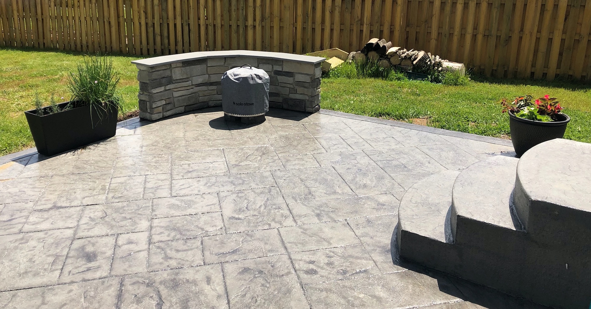 Decorative Knee Wall and Stamped Driveway Blackwater