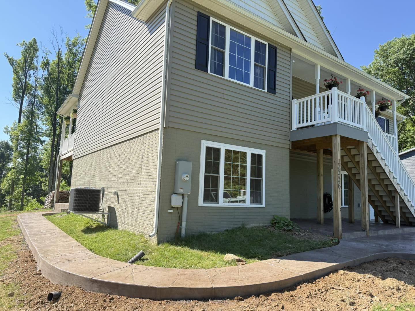 Concrete landing at the base of exterior stairs in Berryville VA