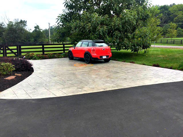 Stamped concrete driveway with a car parked on it in Winchester VA